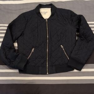 Abercrombie Fitch Jacket Womens Bomber Jacket Quilted Black Size Large